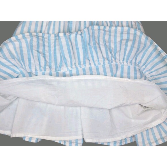 Janie & Jack Embroidered Floral Striped Dress Girls Size 6 Blue White Ruffle - Picture 7 of 10